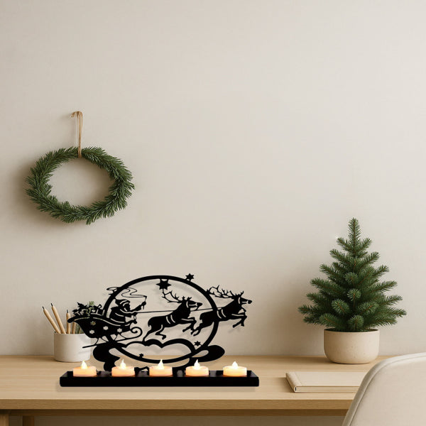 Vintage Iron Reindeer Candle Holder For Christmas