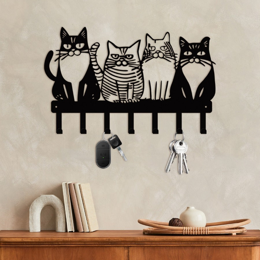 Adorable Cat Wall Hooks Set