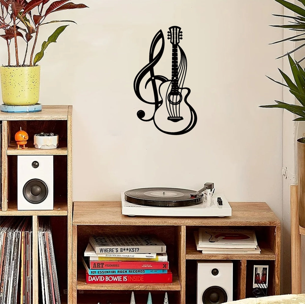 Musical Harmony Wall Decal - Treble Clef & Guitar Design