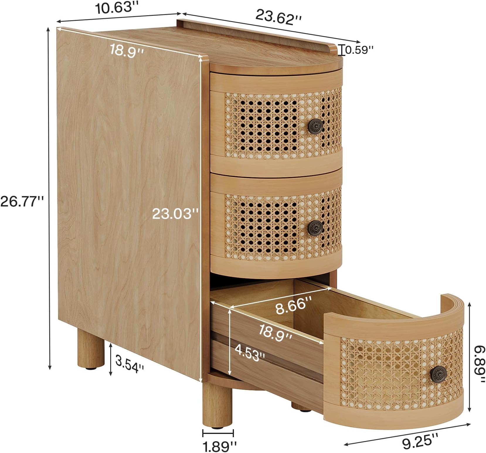 Handcrafted Rattan Drawer Cabinet | Natural Wood Accent Chest | Boho Modern Storage Unit