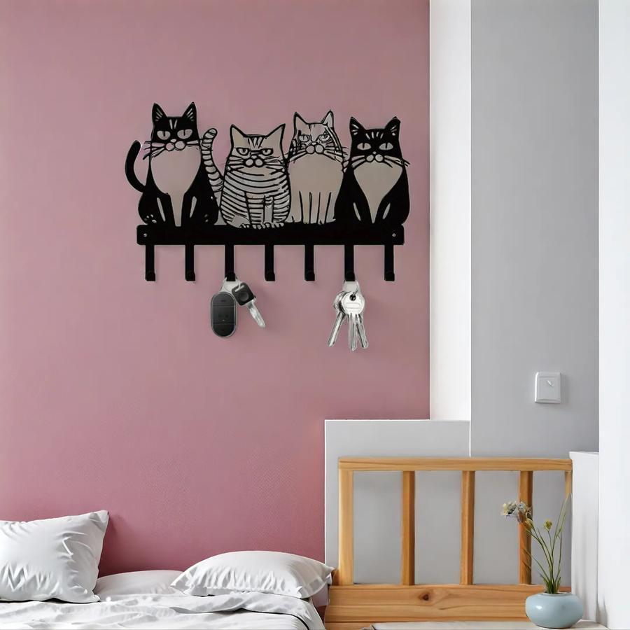 Adorable Cat Wall Hooks Set