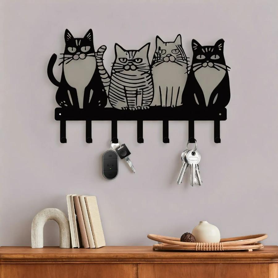 Adorable Cat Wall Hooks Set