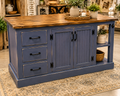 Beautiful Farmhouse Pass Through Solid Wood Kitchen Island with Storage