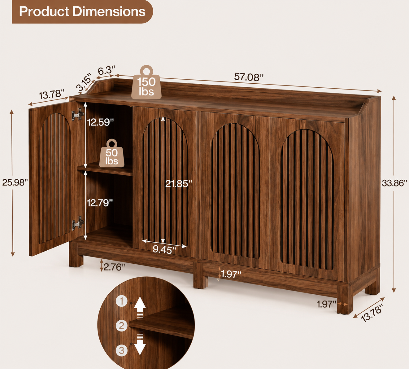 Farmhouse Sideboard Buffet Cabinet