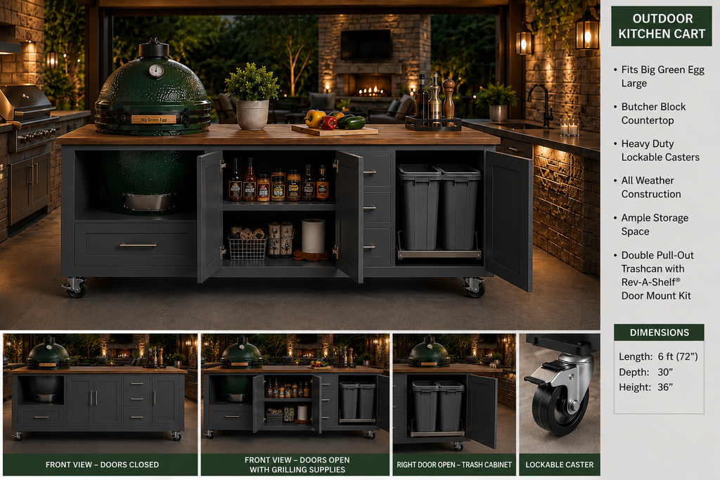 Premium Outdoor Covered Patio Grill Station with Big Green Egg Grill