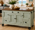 Distressed Coastal Kitchen Island, Beach Cottage Cart Island