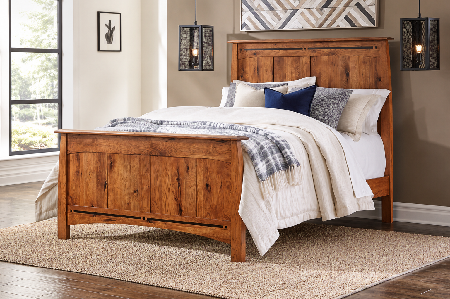 Beautiful Rustic Hickory Amish Built 6 pc. Boulder Creek Bedroom Set