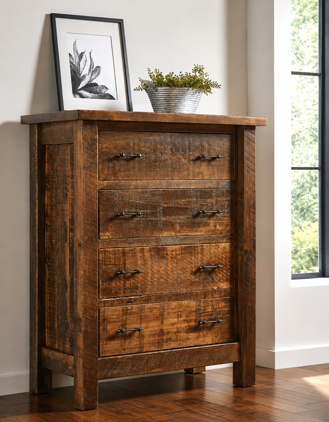 Beautiful Solid Rough Sawn Brown Maple 5 pc. Bedroom Set