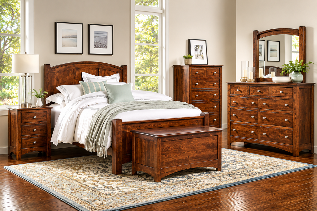 Beautiful Brown Maple Amish Built 6 pc. Finland Bedroom Set