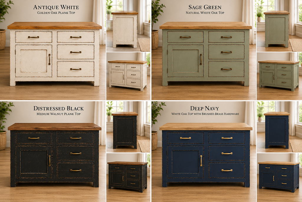 Handcrafted 50" Custom Kitchen Island | Solid Wood | Farmhouse Style