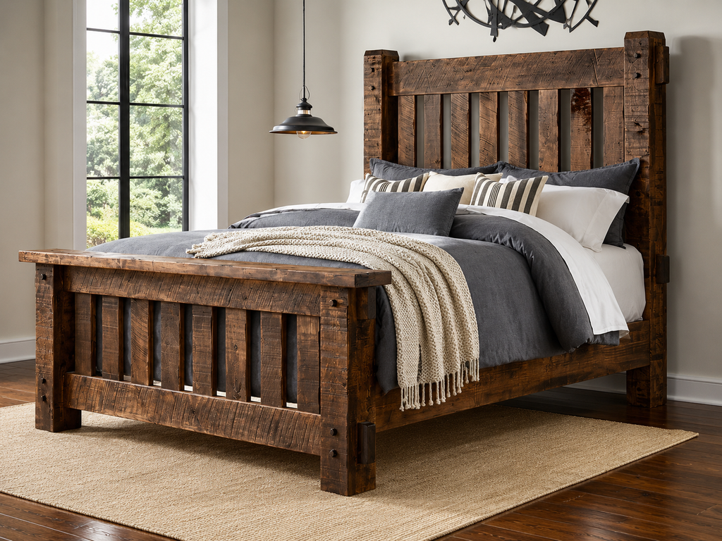 Beautiful Solid Rough Sawn Brown Maple 5 pc. Bedroom Set