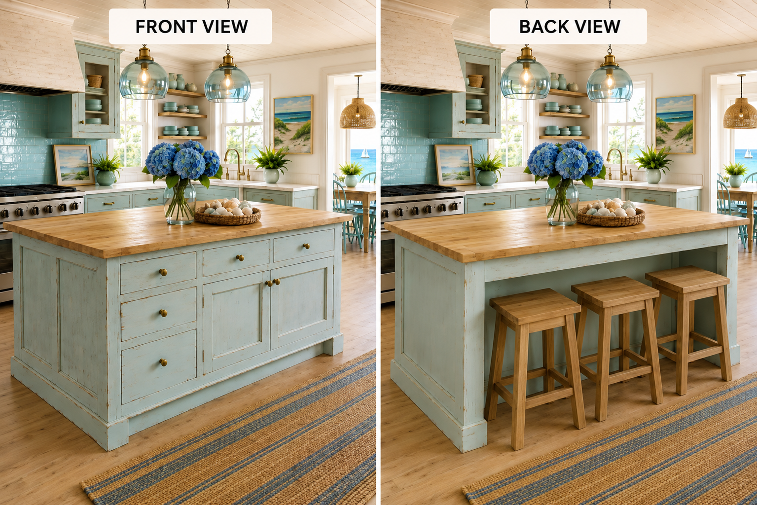 Made to Order – Bright & Airy Hampton Style Modern Kitchen Island