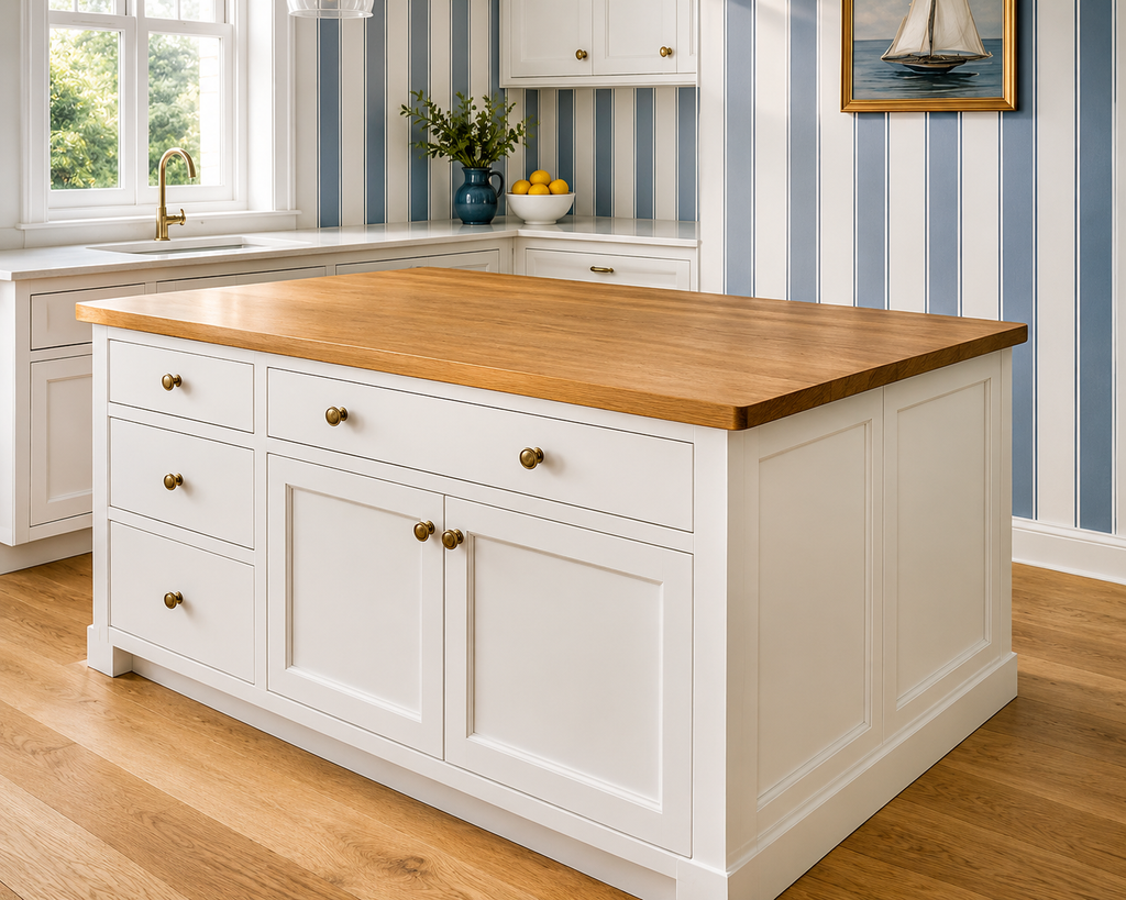 Made to Order – Bright & Airy Hampton Style Modern Kitchen Island