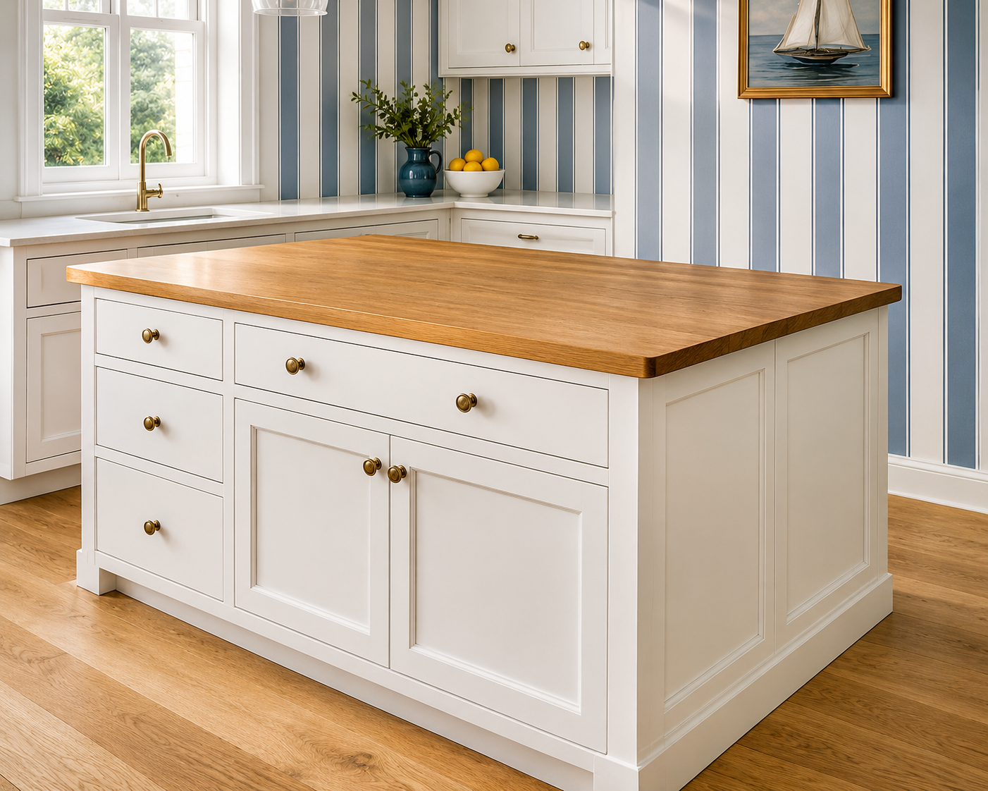 Made to Order – Bright & Airy Hampton Style Modern Kitchen Island