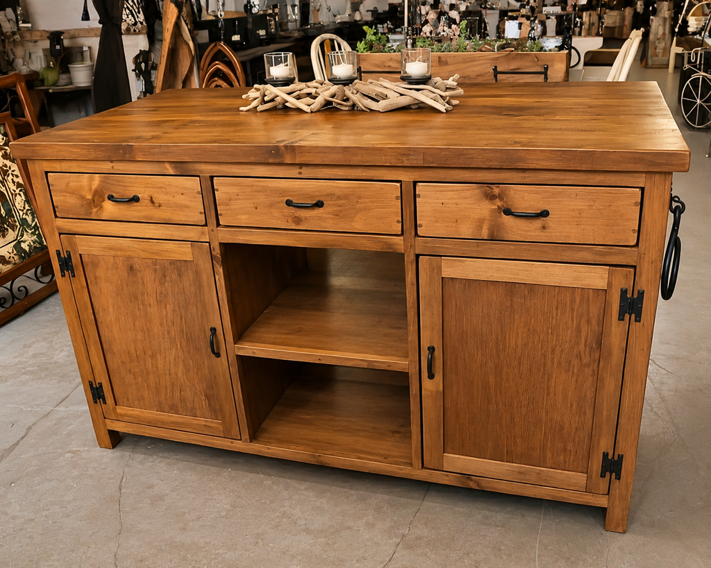 Solid Wood Custom Kitchen Island — Stained or Painted Finishes