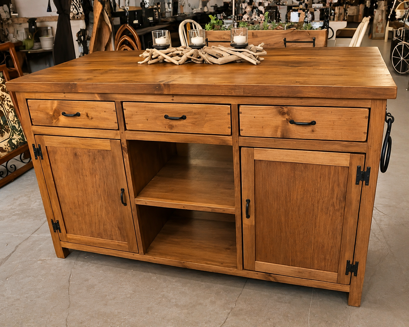 Solid Wood Custom Kitchen Island — Stained or Painted Finishes