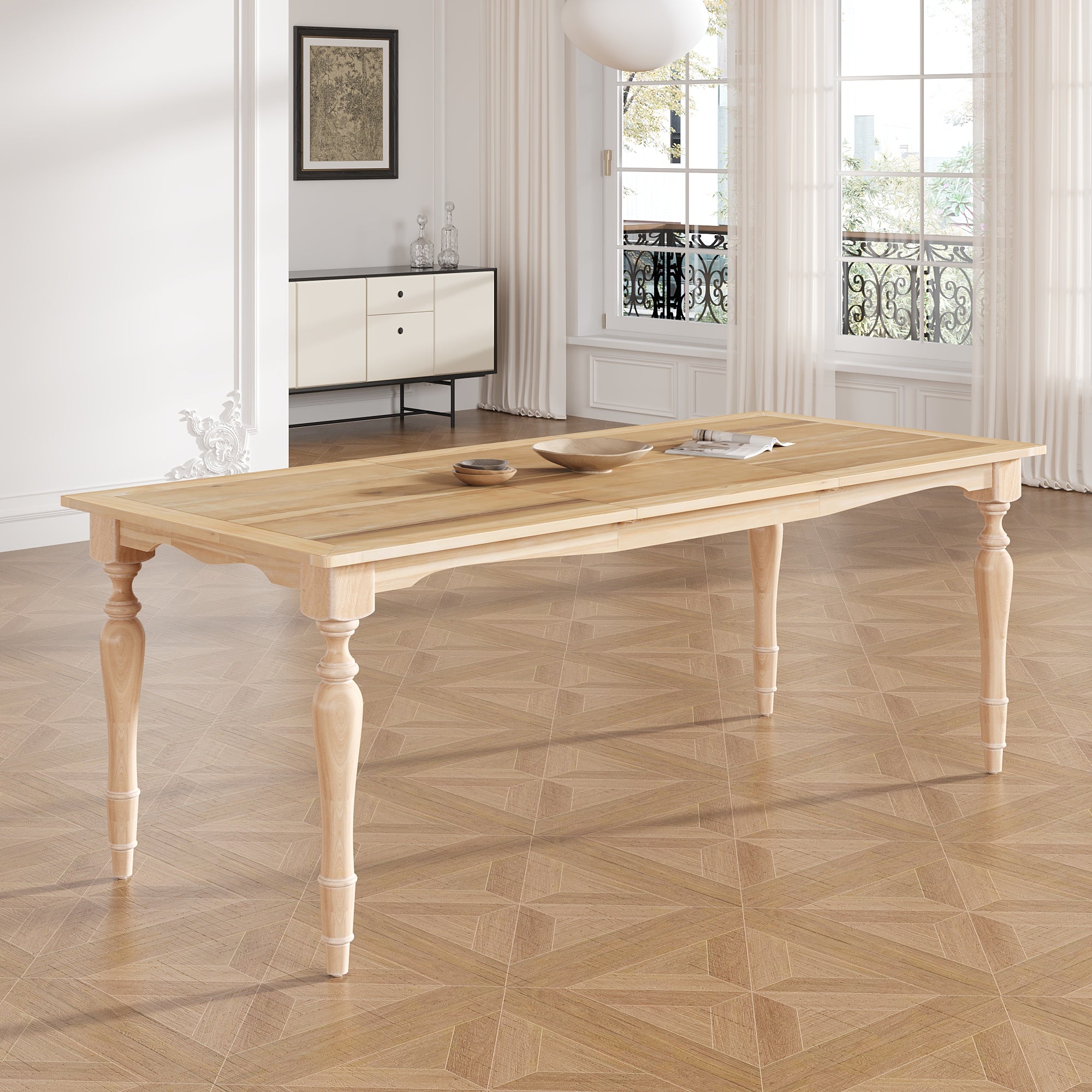 Vintage Traditional 82.7inch Extendable Dining Table