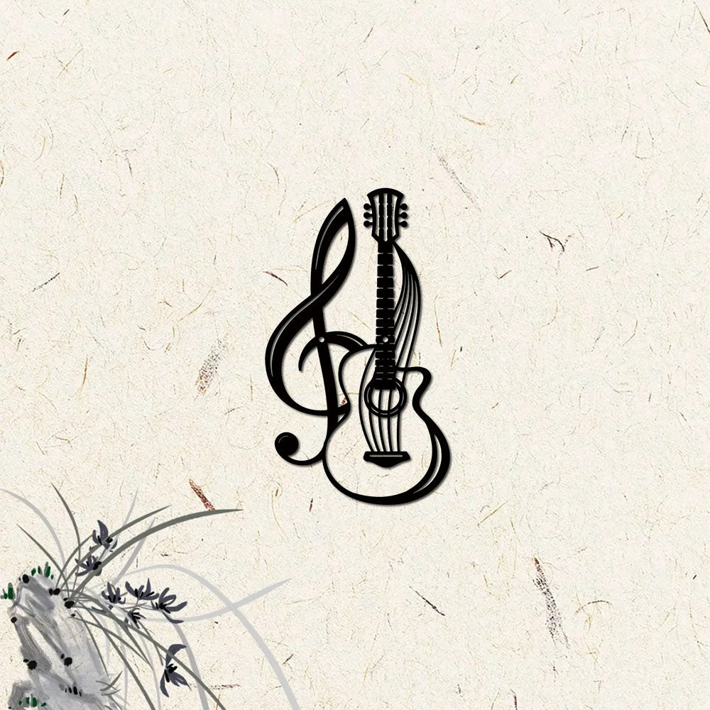 Musical Harmony Wall Decal - Treble Clef & Guitar Design
