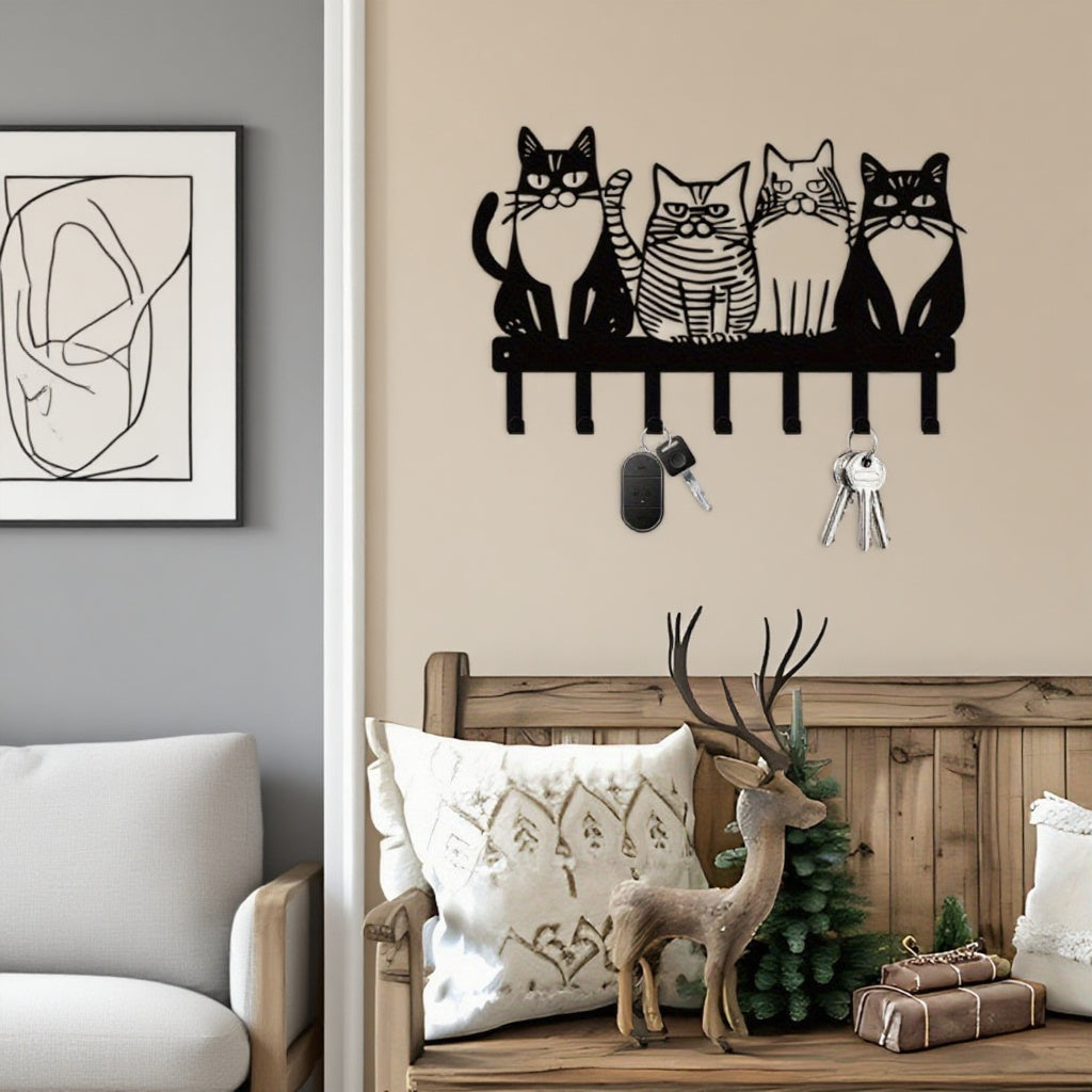 Adorable Cat Wall Hooks Set