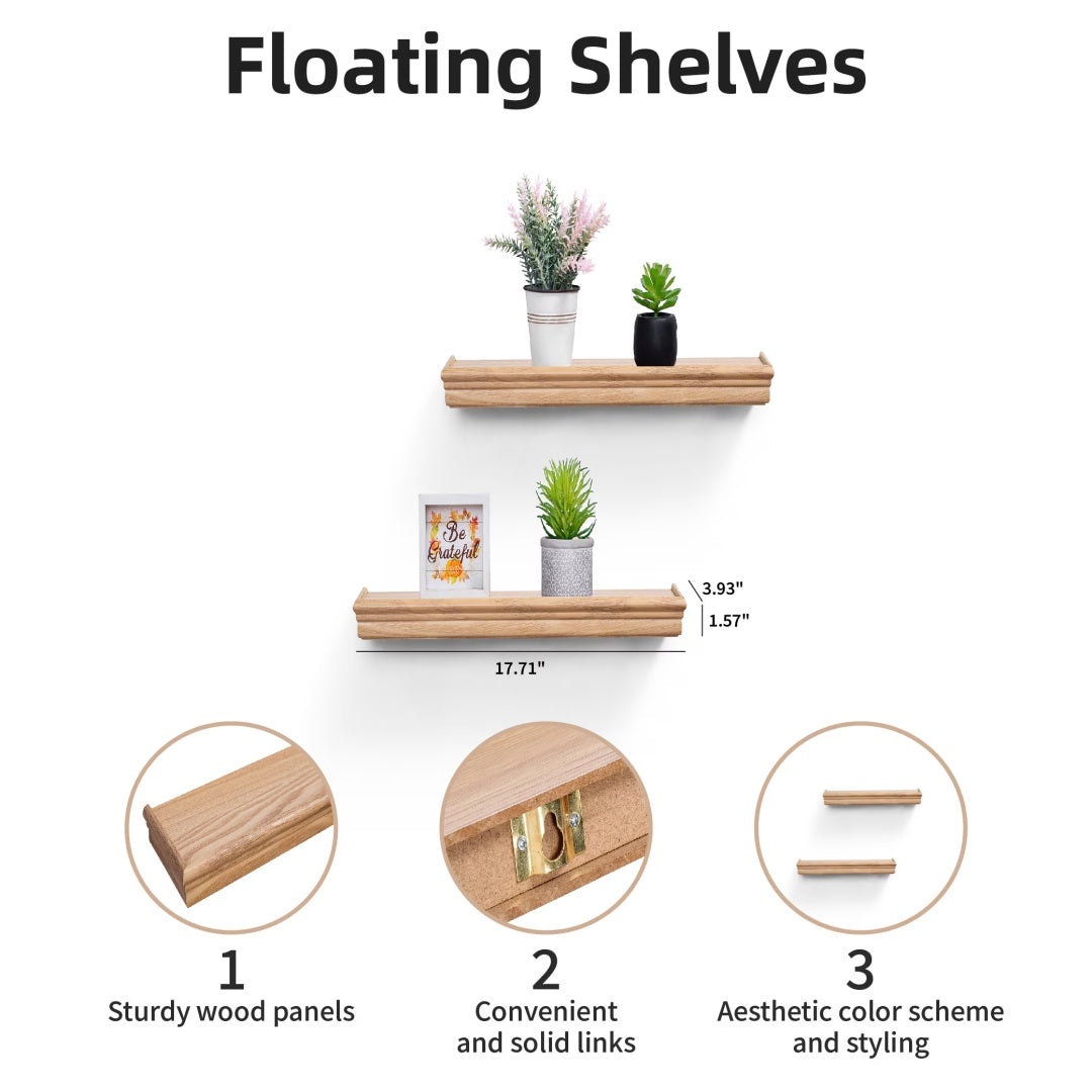 Floating Shelves  17.9 Wall Mounted Wood Shelves