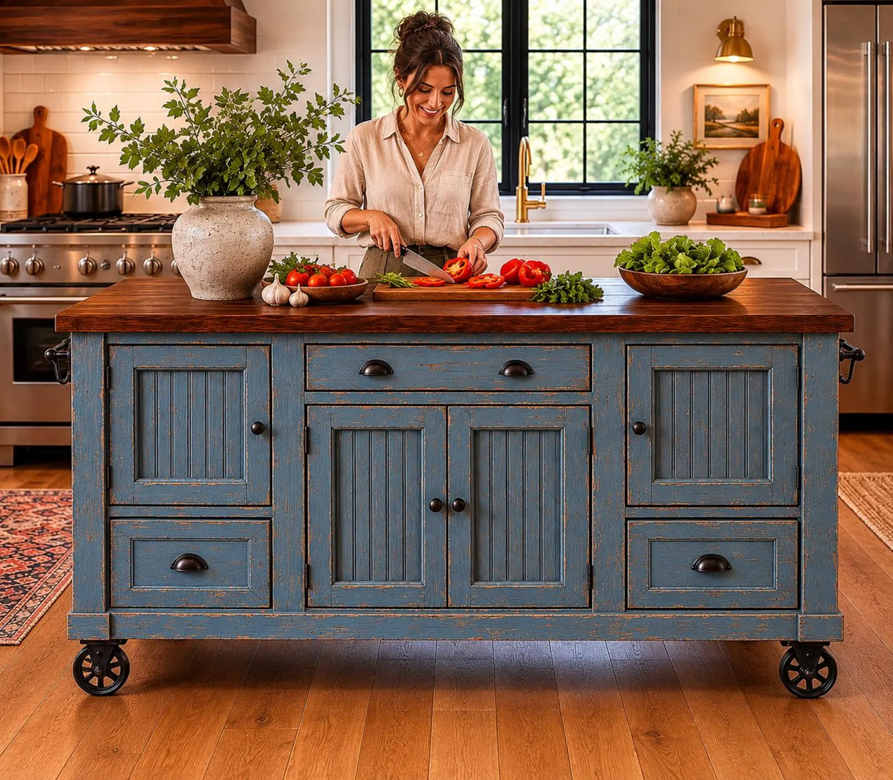 Handmade Custom Kitchen Island with Storage