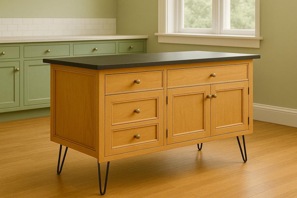 Mid Century Modern Kitchen Island with Drawer Storage