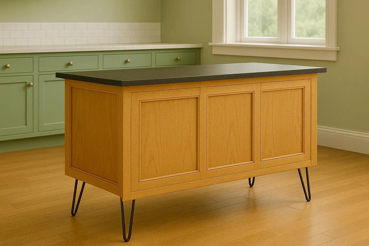 Mid Century Modern Kitchen Island with Drawer Storage