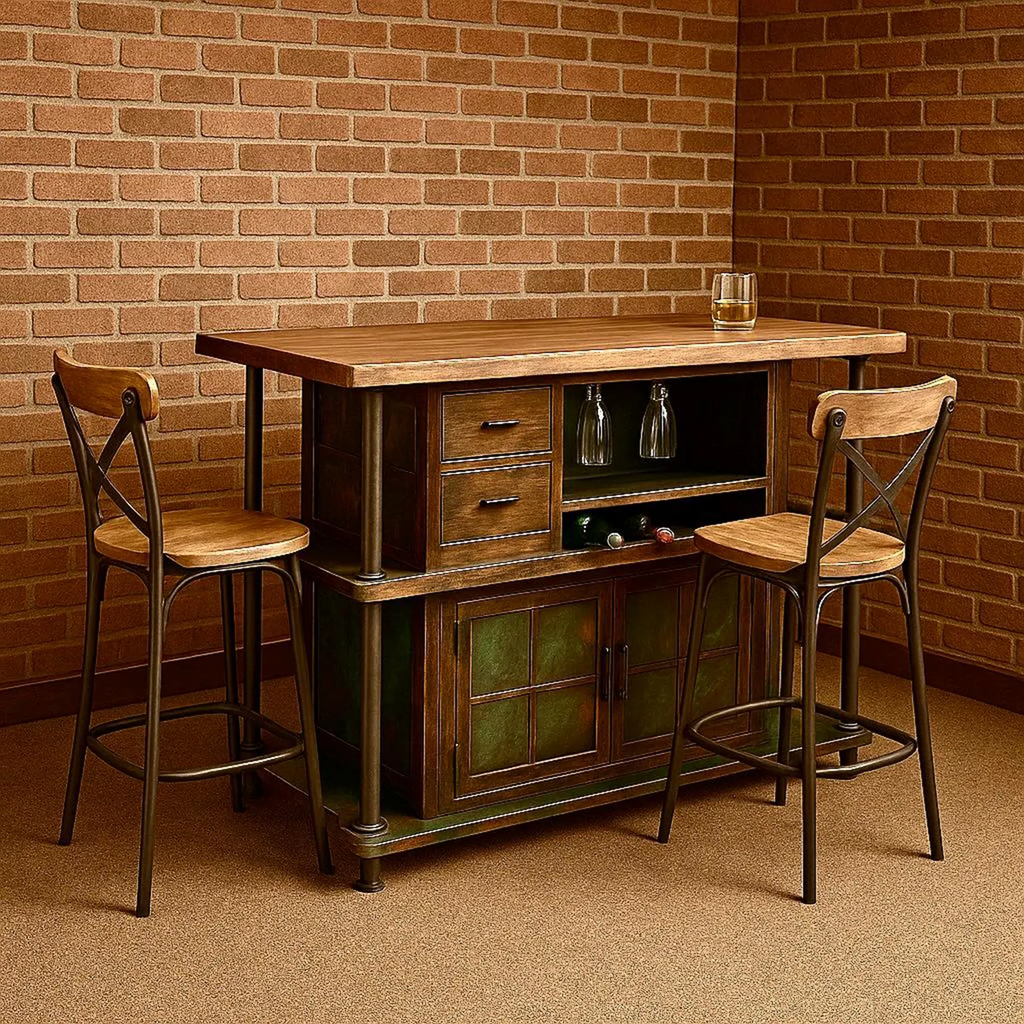 Urban Bar – Iron, Wood & Vintage Ceiling Tin Wine Bar