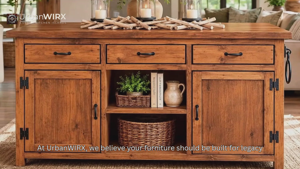 Solid Wood Custom Kitchen Island — Stained or Painted Finishes