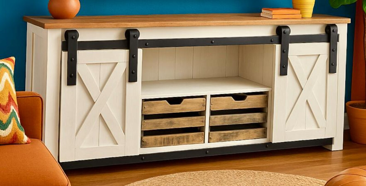 Beautiful Handmade Farmhouse Style Sliding Barn Door Sideboard/Media Cabinet