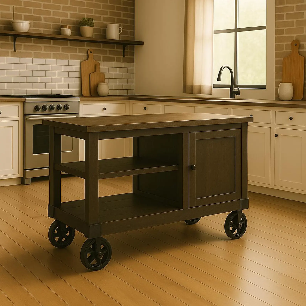 Industrial Steampunk Style Handmade Factory Cart Kitchen Island