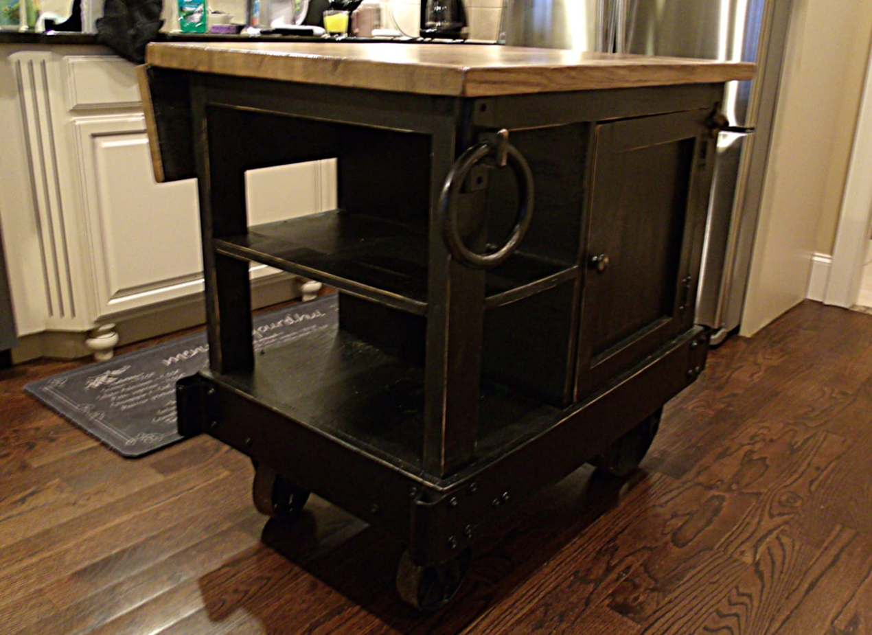 Industrial Style Warehouse Cart Island for smaller Kitchens