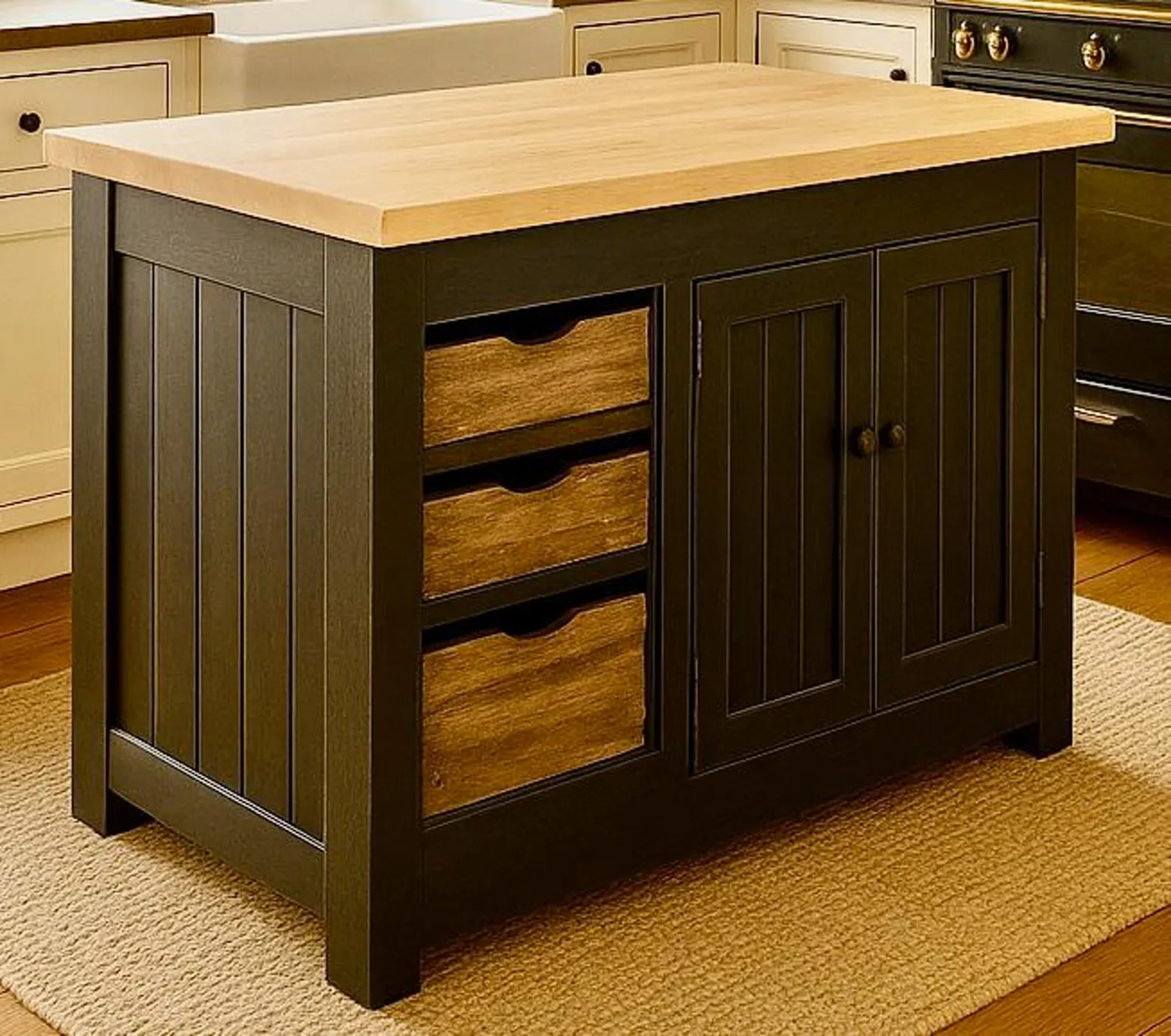 Modern Urban European Countryside Style Old World Kitchen Island/Buffet